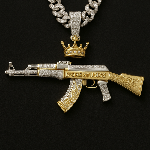 AK56™ – Icon’s Arsenal Pendant by D’ORÉ STUDIOS™ – Exclusive handcrafted gold and diamond jewelry by D’ORÉ STUDIOS™