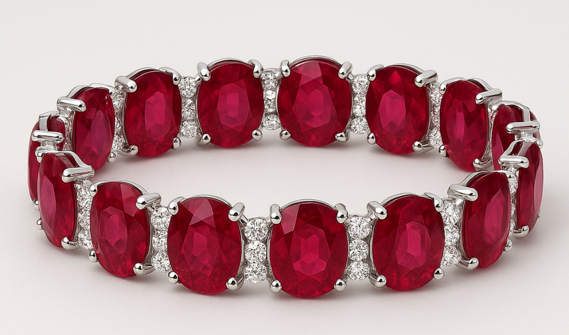Crimson Dominion™ Ruby Tennis Bracelet by D’ORÉ STUDIOS™ - Luxury Jewelry