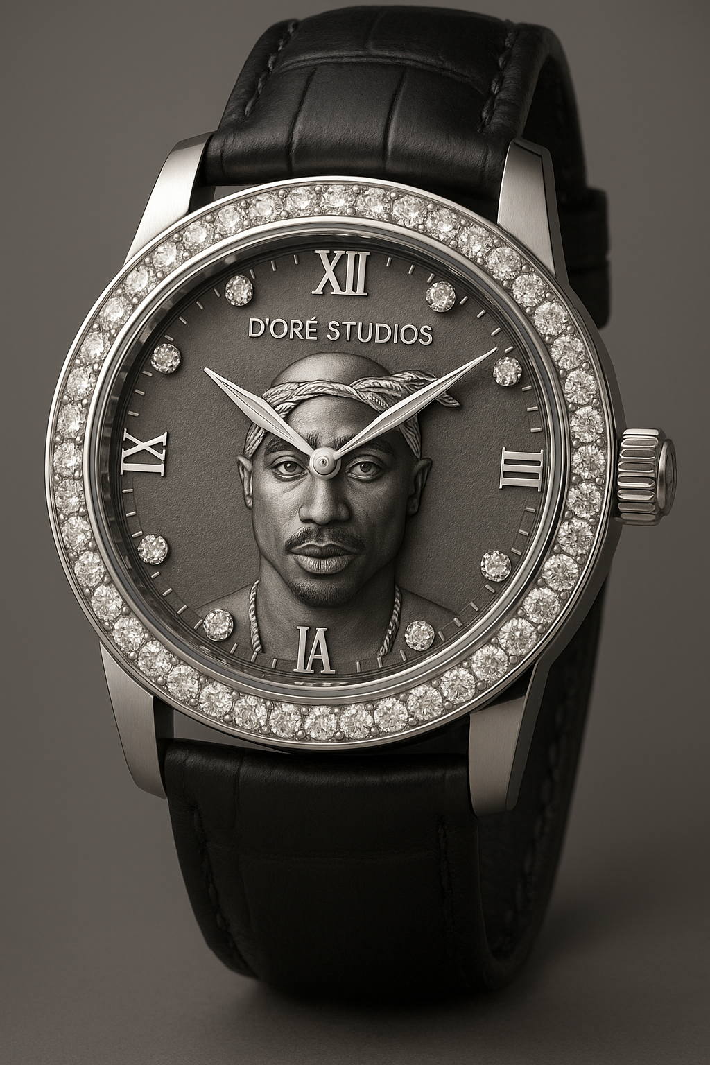 Shop the exclusive TUPAC ETERNAL™ watch from D’ORÉ STUDIOS™. Crafted in 18K white gold with lab-grown diamonds, this limited-edition timepiece pays tribute to a true icon.